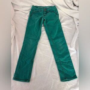 Justice Girls Simply Low Skinny Green Denim Jeans 10 10R